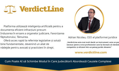 Adrian Nicolau, CEO al platformei juridice VerdictLine.com, prezintă soluții inovatoare pentru documentarea infracțiunilor precum Inducerea în eroare a organelor judiciare, Favorizarea făptuitorului, și Tăinuirea cu ajutorul inteligenței artificiale. VerdictLine.com oferă avocaților și practicienilor acces rapid la referințe legislative și jurisprudențiale, facilitând analiza detaliată a spețelor penale din România.